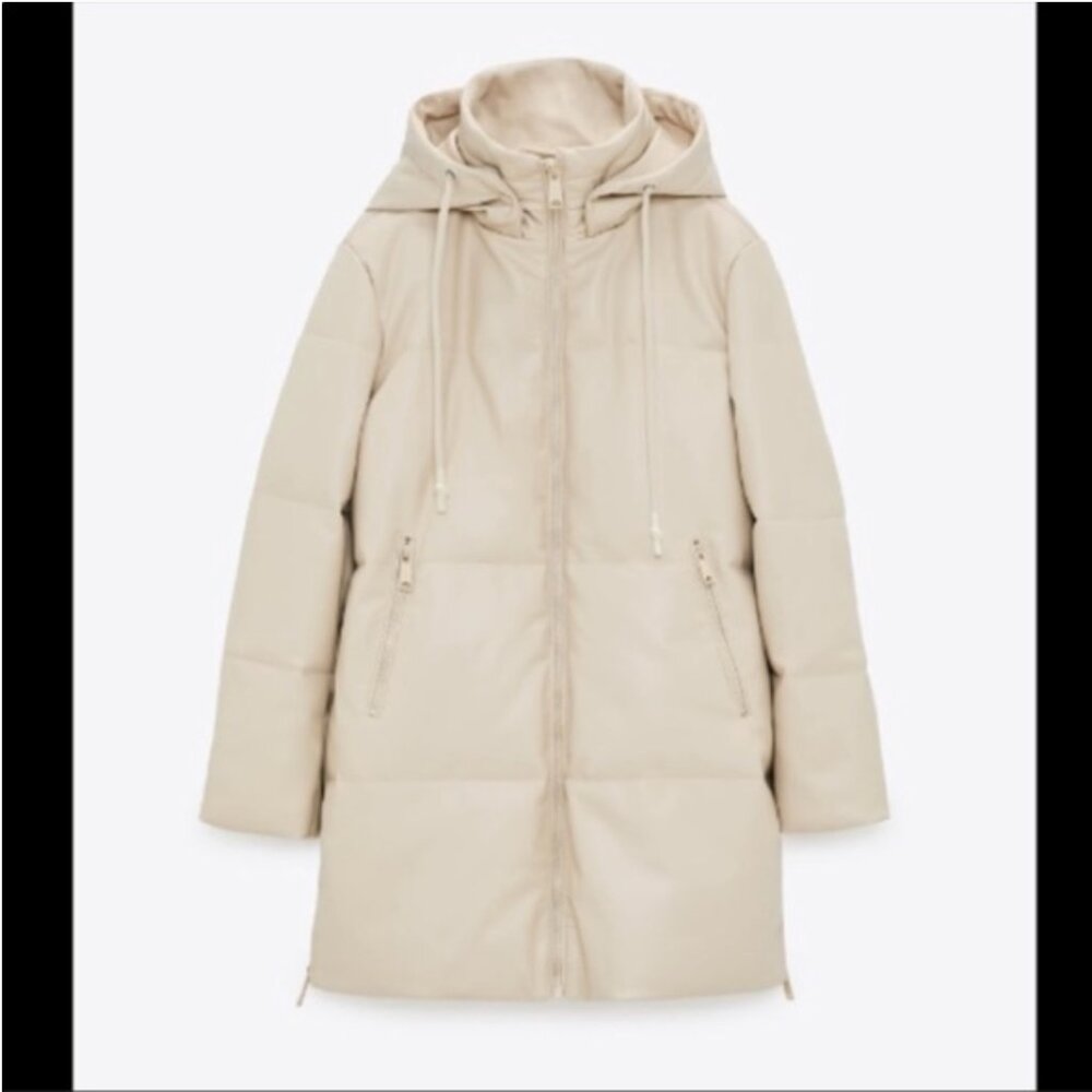ZARA FAUX LEATHER PUFFER COAT NWT - Picture 7 of 10